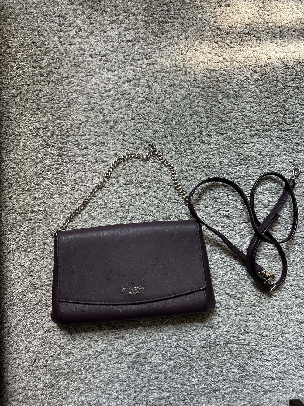 kate spade Plum Leather Crossbody with Gold Chain